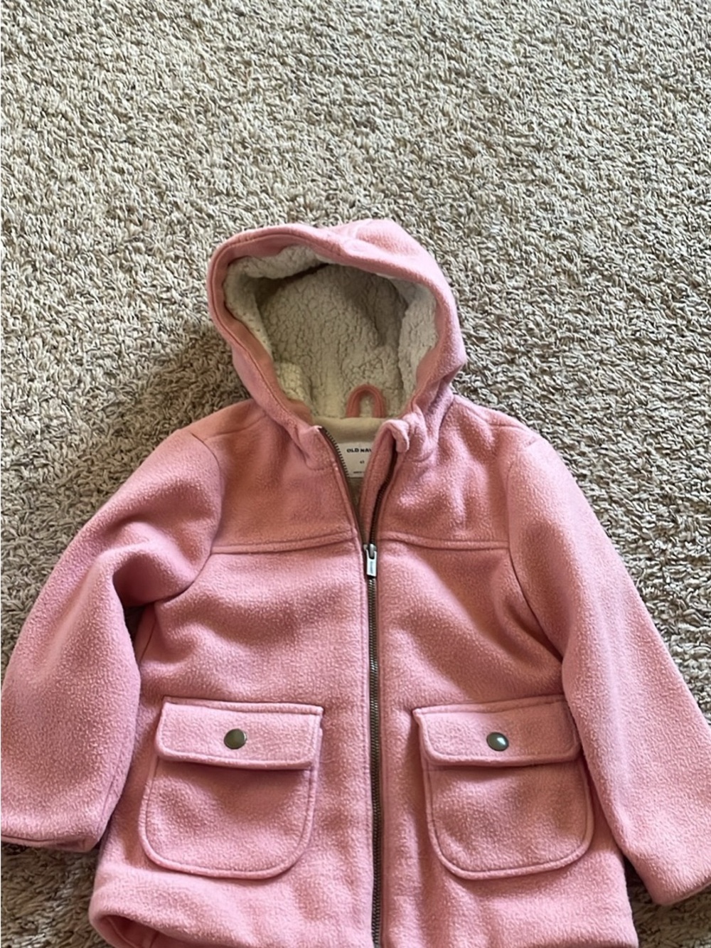 Old Navy Pink Hooded Sherpa-Lined Puffer Coat for Kids